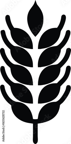 Elegance of Wheat: A minimalist, black-and-white representation of a single wheat stalk, showcasing its intricate form. A versatile symbol for nature's abundance.