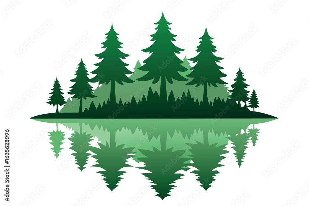 Fototapeta premium Serene forest landscape with water reflection
