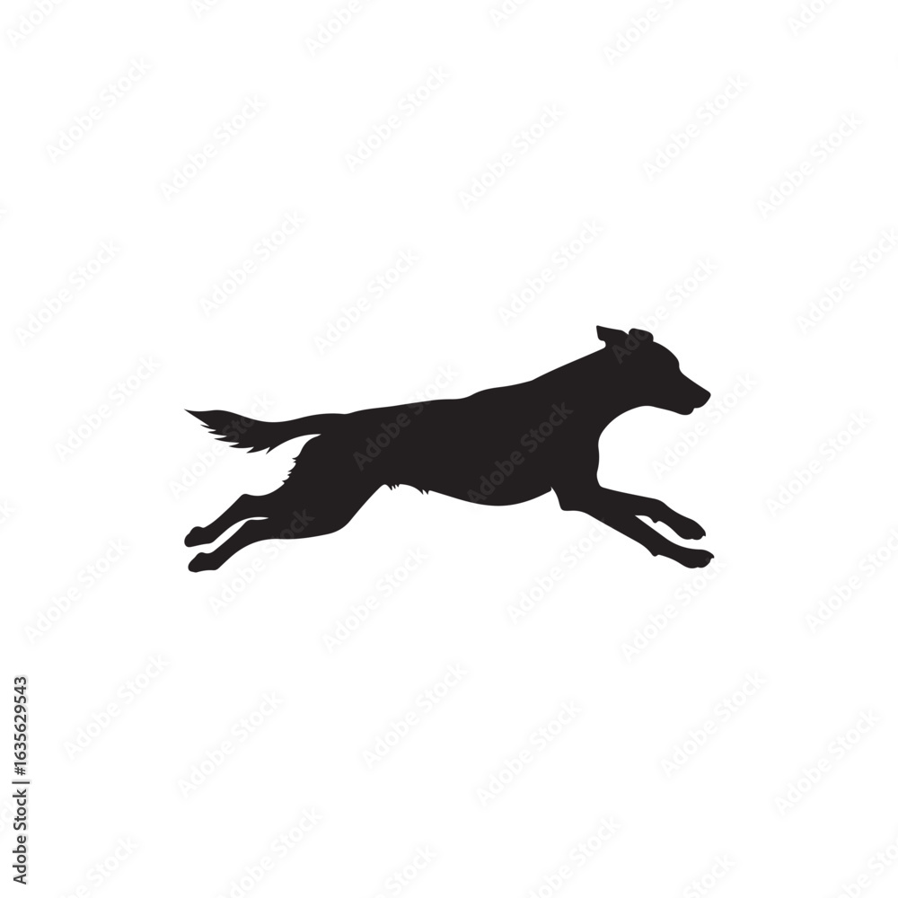 Fototapeta premium vector silhouette of the runninging dog on white background 