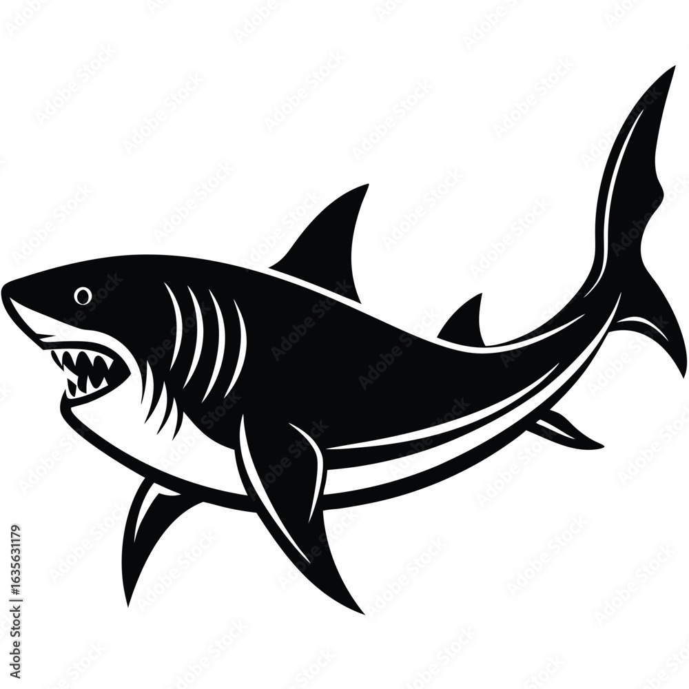 Fototapeta premium Shark Silhouette Vector Illustration