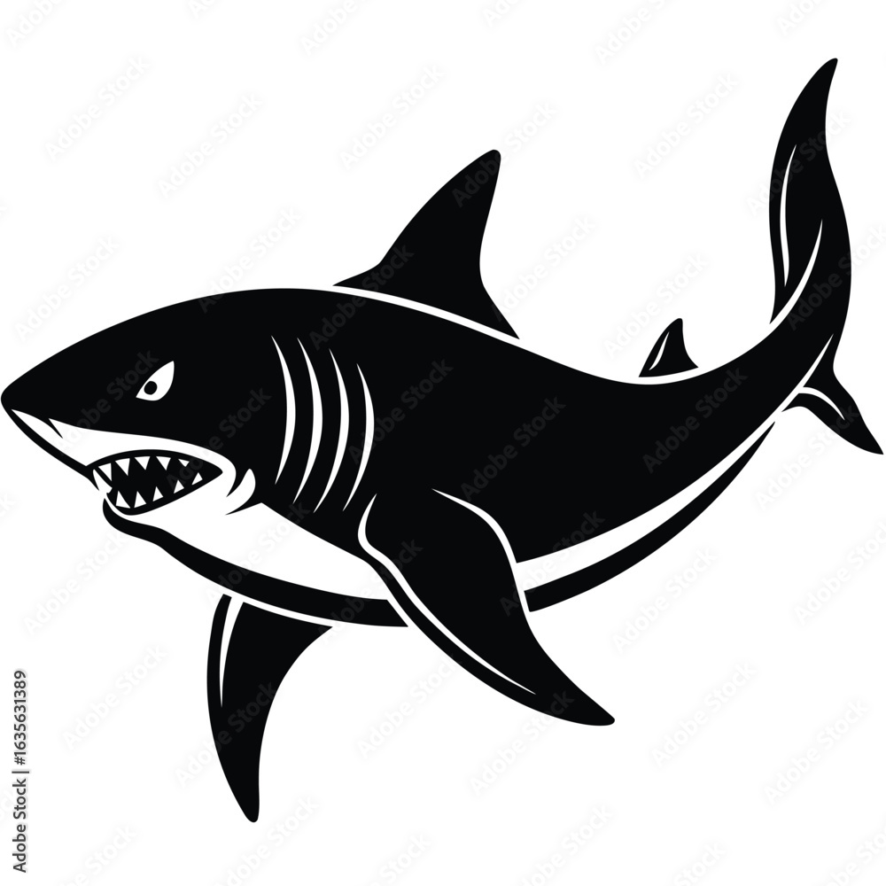 Fototapeta premium Shark Silhouette Vector Illustration