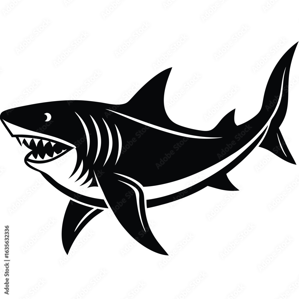 Obraz premium Shark Silhouette Vector Illustration