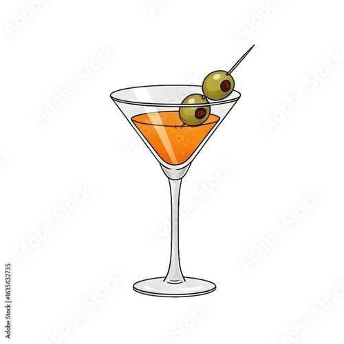 martini glass with olives