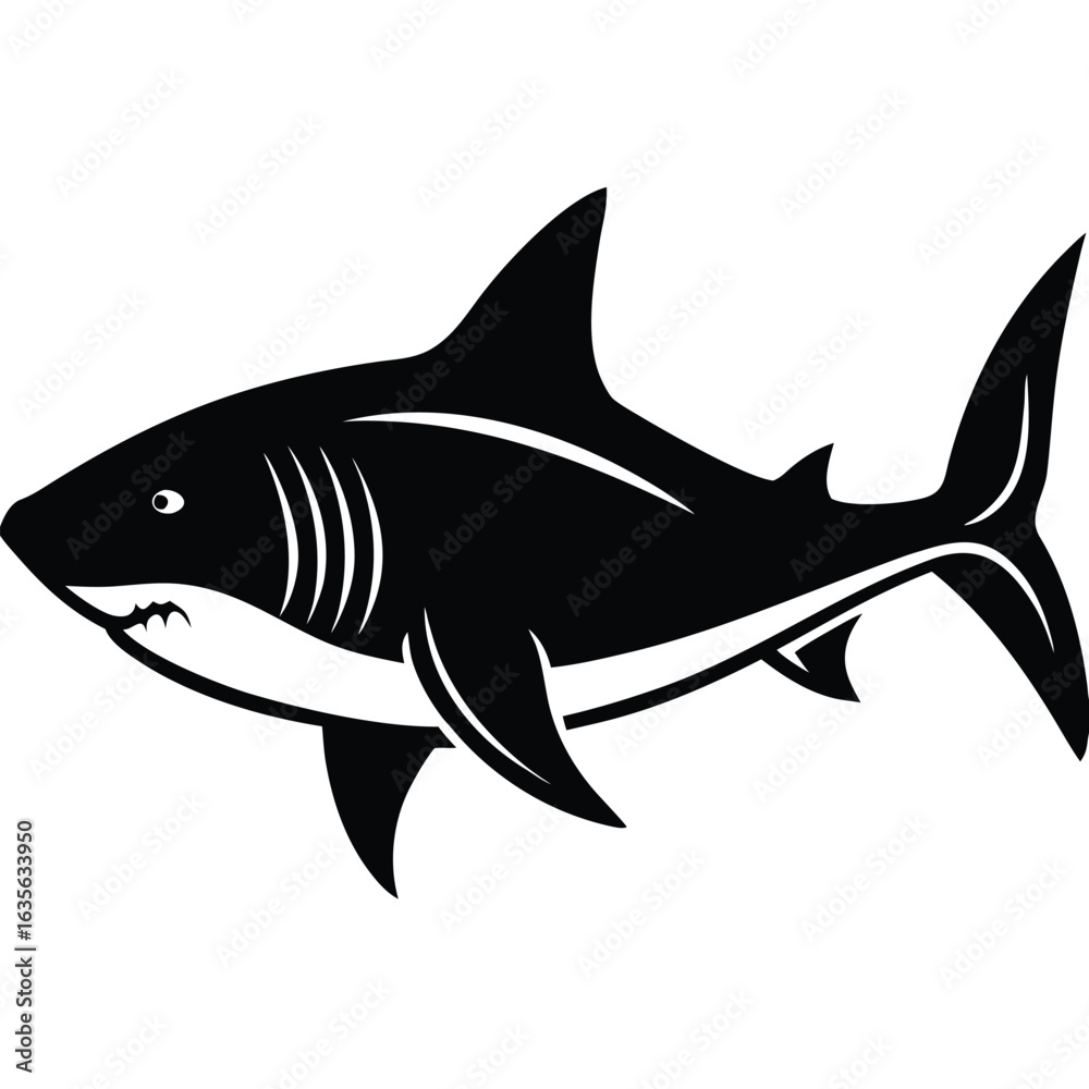 Obraz premium Shark Silhouette Vector Illustration
