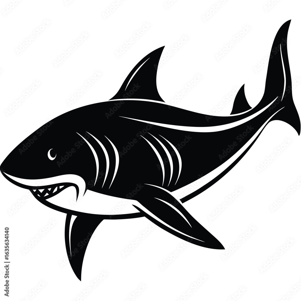 Obraz premium Shark Silhouette Vector Illustration
