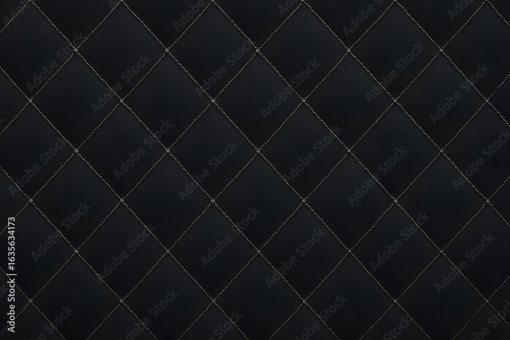 Obraz premium Black quilted diamond pattern texture with subtle stitching detail