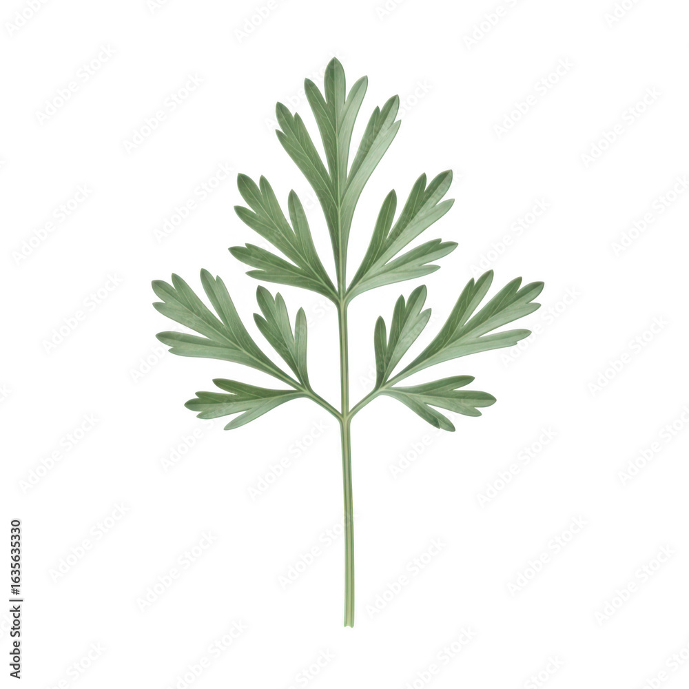 Naklejka premium Delicate parsley leaf on black isolated on transparent background