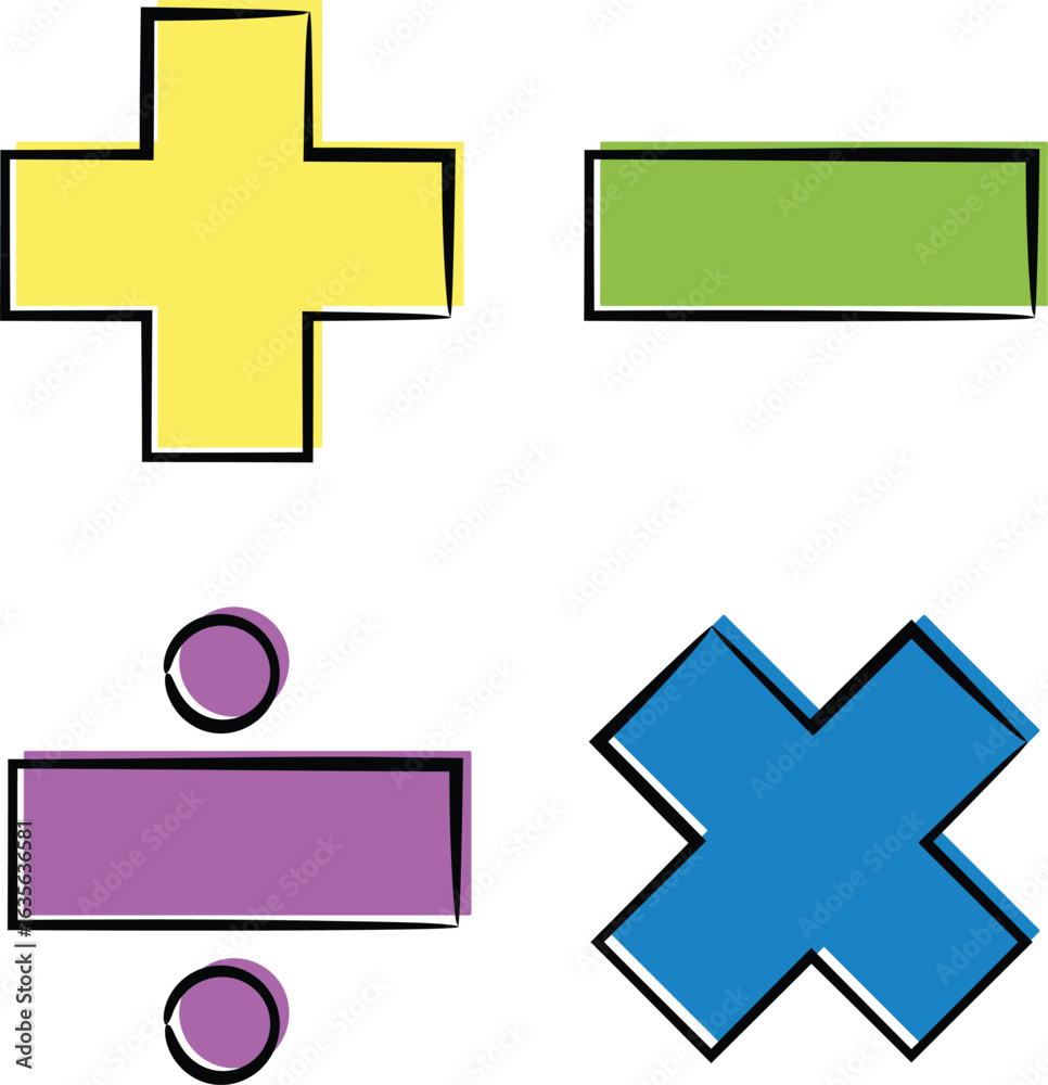 Fototapeta premium Hand-Drawn Colorful Math Symbols Set