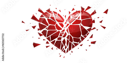 Dramatic Broken Heart Vector with Shattered Glass Effect