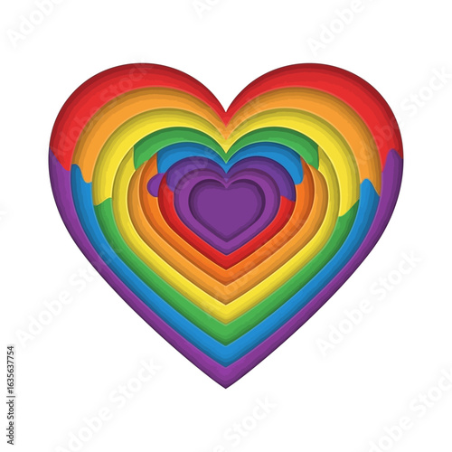 Vibrant Rainbow Heart with Paper Cut-Out Effect, Inclusive Design
