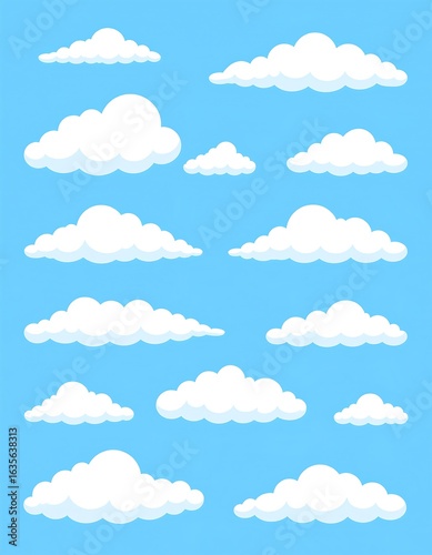 Cartoon clouds on a blue background