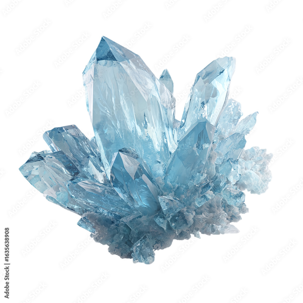 Fototapeta premium Abstract crystalline ice formation, isolated on transparent background
