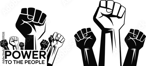 Raised fists power to the people illustration, protest and activism symbol, unity and solidarity graphic, political revolution art, human rights awareness, social justice movement, f