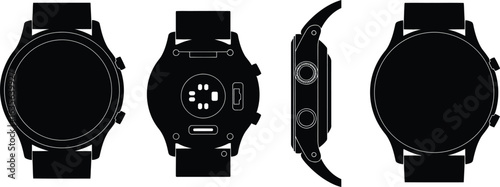 Collection of smartwatch views in silhouette