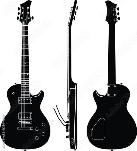 Three views of an electric guitar silhouette