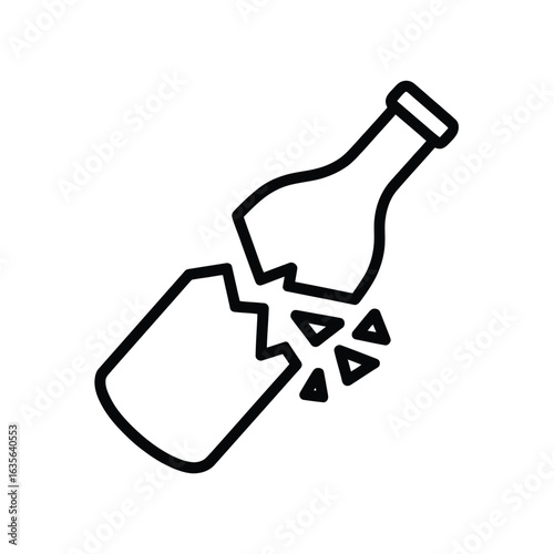 Broken glass bottle icon line art