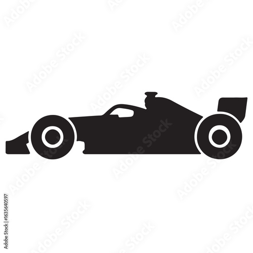 Sleek Black Silhouette of a Formula One Race Car: Speed, Power, and Competition