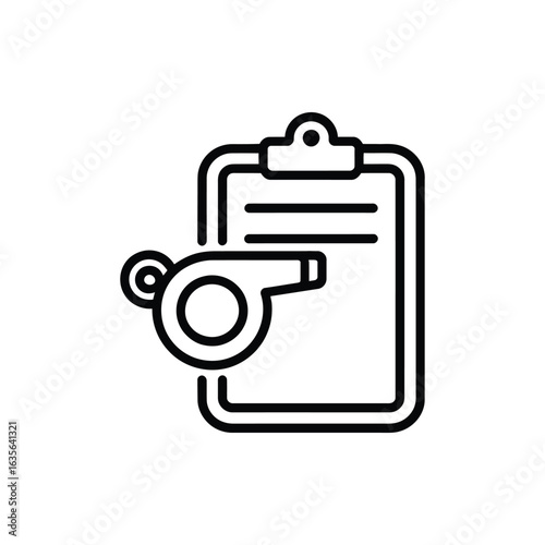 Coach s clipboard and whistle icon for sports training