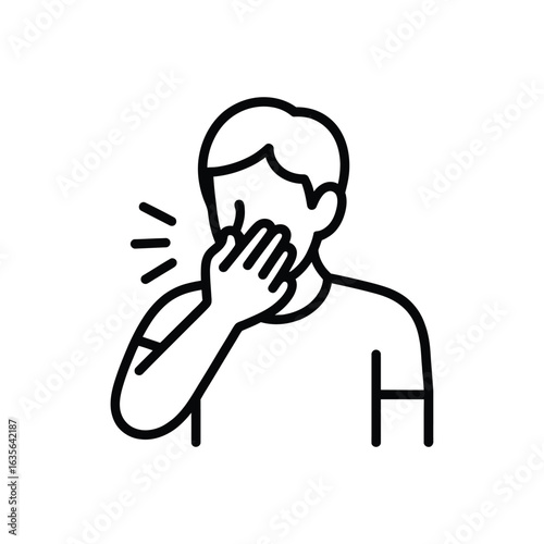 Person covering mouth and nose with hand icon
