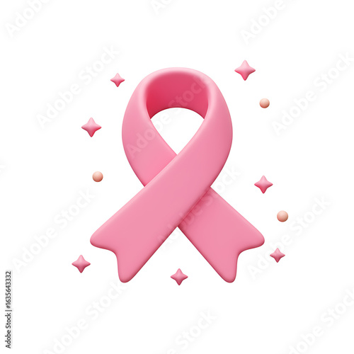 Pink Ribbon: 3D Render of Breast Cancer Awareness Symbol