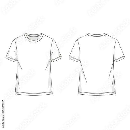 White Blank T-Shirt Front and Back Fashion Template