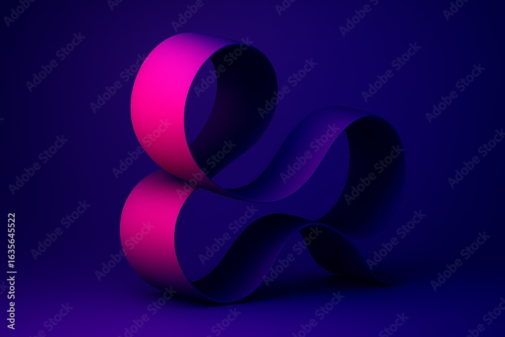 Fototapeta premium A pink and blue ribbon with the letter E on it