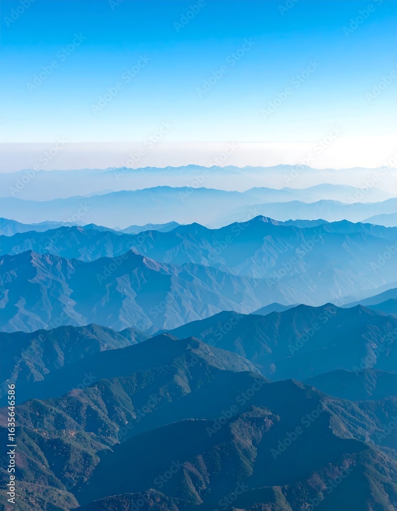 Fototapeta premium Mountain ranges seen from high altitude