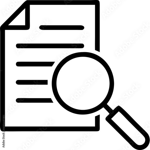 Magnifying glass over a document icon for search and analysis