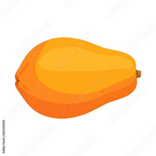 A brightly colored, ripe, whole papaya fruit with smooth orange skin, depicted as a simple tropical illustration.