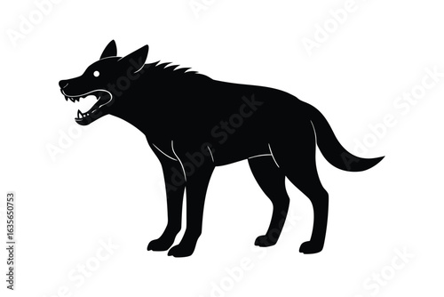 Black silhouette art illustration of a hyena.eps
