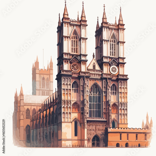 watercolor Westminster Abbey vector , watercolor  Westminster Abbey