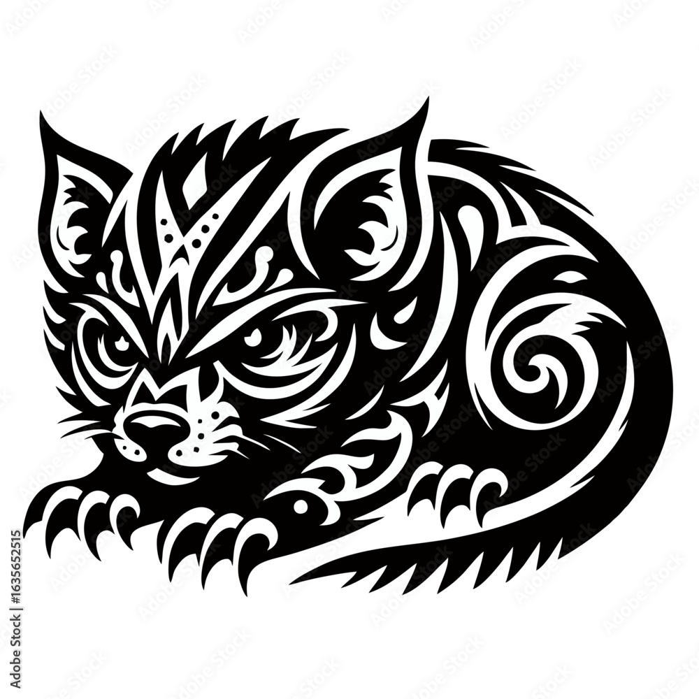 Obraz premium Cat Tribal Tattoo Design Illustration