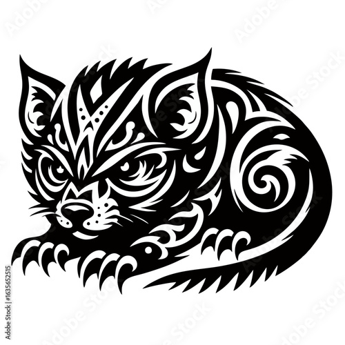 Cat Tribal Tattoo Design Illustration
