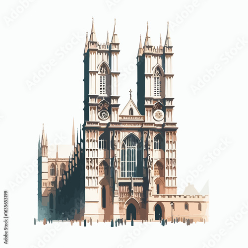 watercolor Westminster Abbey vector , watercolor  Westminster Abbey