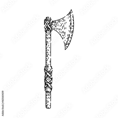 throwing axe medieval sketch hand drawn vector