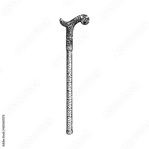 fashion cane stick gentleman sketch hand drawn vector