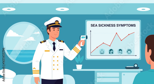 Cruise Captain Measures Passenger Temperature to Detect Sea Sickness Symptoms