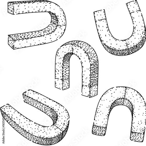 magnet set sketch hand drawn vector