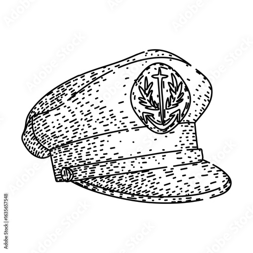 maritime sailor captain hat sketch hand drawn vector