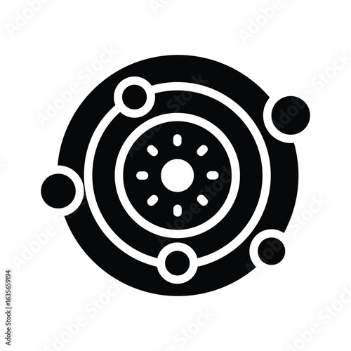 A modern glyph icon of solar system planets