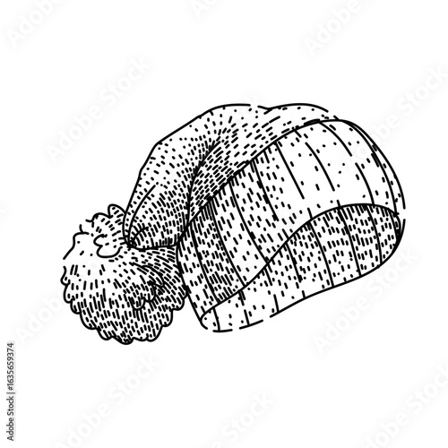 cloche winter hat sketch hand drawn vector