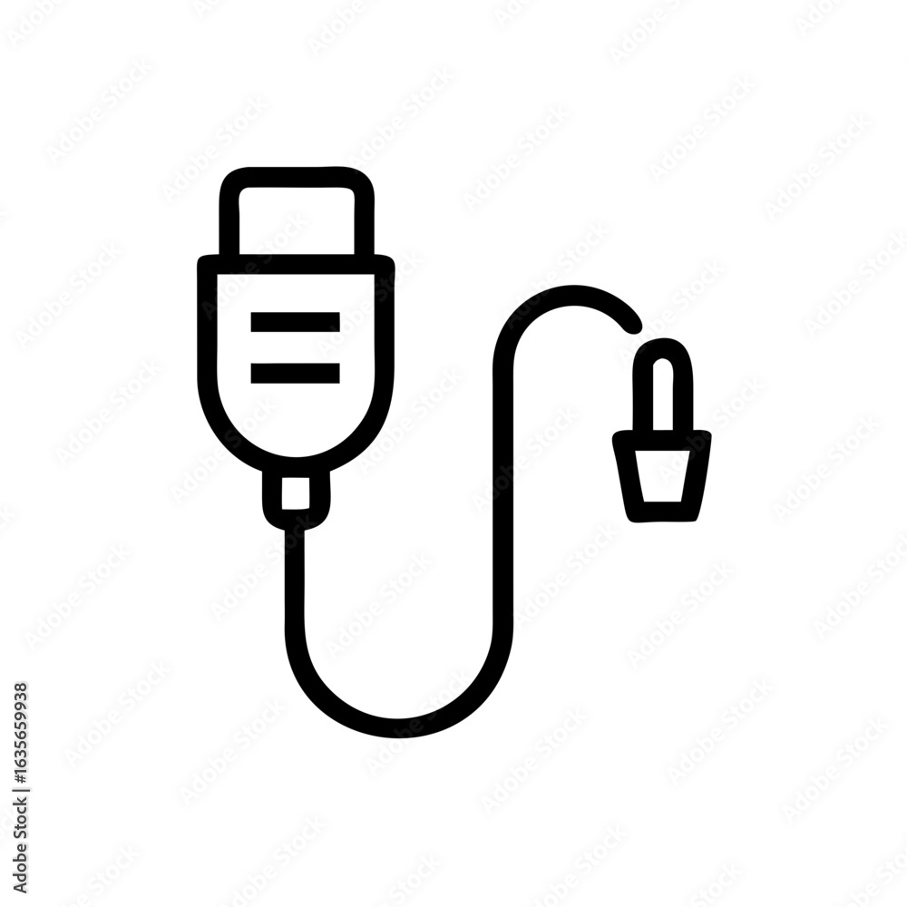 Illustration of a black outline iv drip with a plug on the end and a tube connecting them both Illustration of a black outline iv drip with a plug on the end and a tube connecting them both