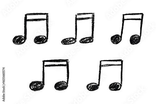 Set of musical note doodle. Hand drawn musical symbol. Single element for print, web, design, decor, logo
