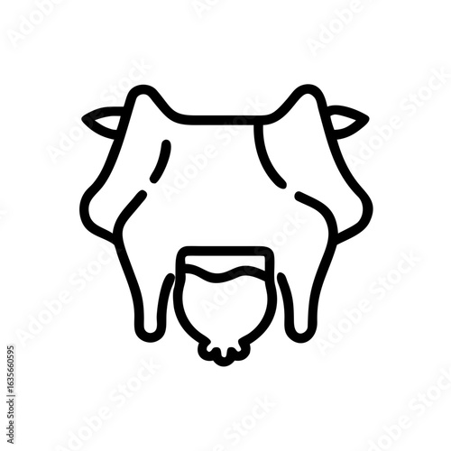 Illustration of a cow udder with visible teats in a minimalist style outline on a white background image