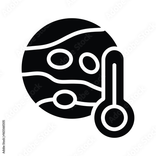 A captivating glyph icon of planet temperature gauge