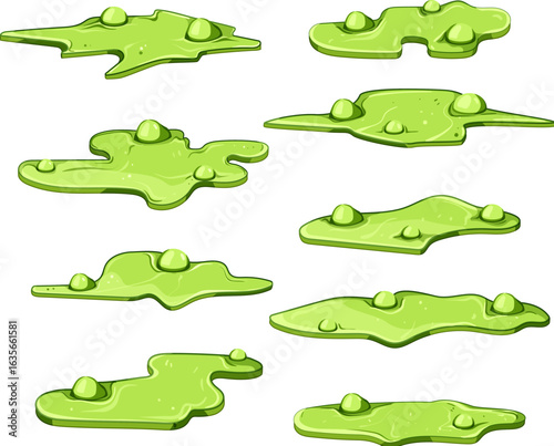 toxic puddle set cartoon vector illustration