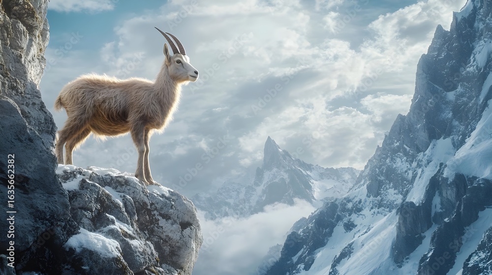 Obraz premium Majestic Ibex on Mountain Peak