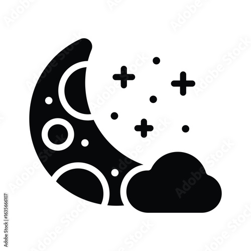 Easy to edit glyph icon of lunar surface