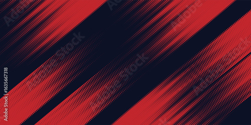 Red halftone dots blue color pattern gradient grunge texture background. Dot pop art comic sport style vector illustration. Eps10
