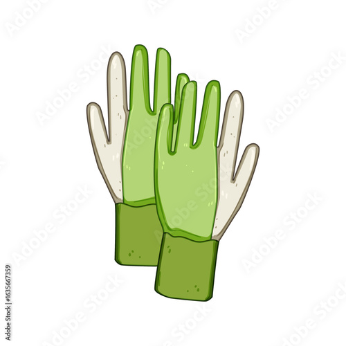waterproof garden glove cartoon vector illustration
